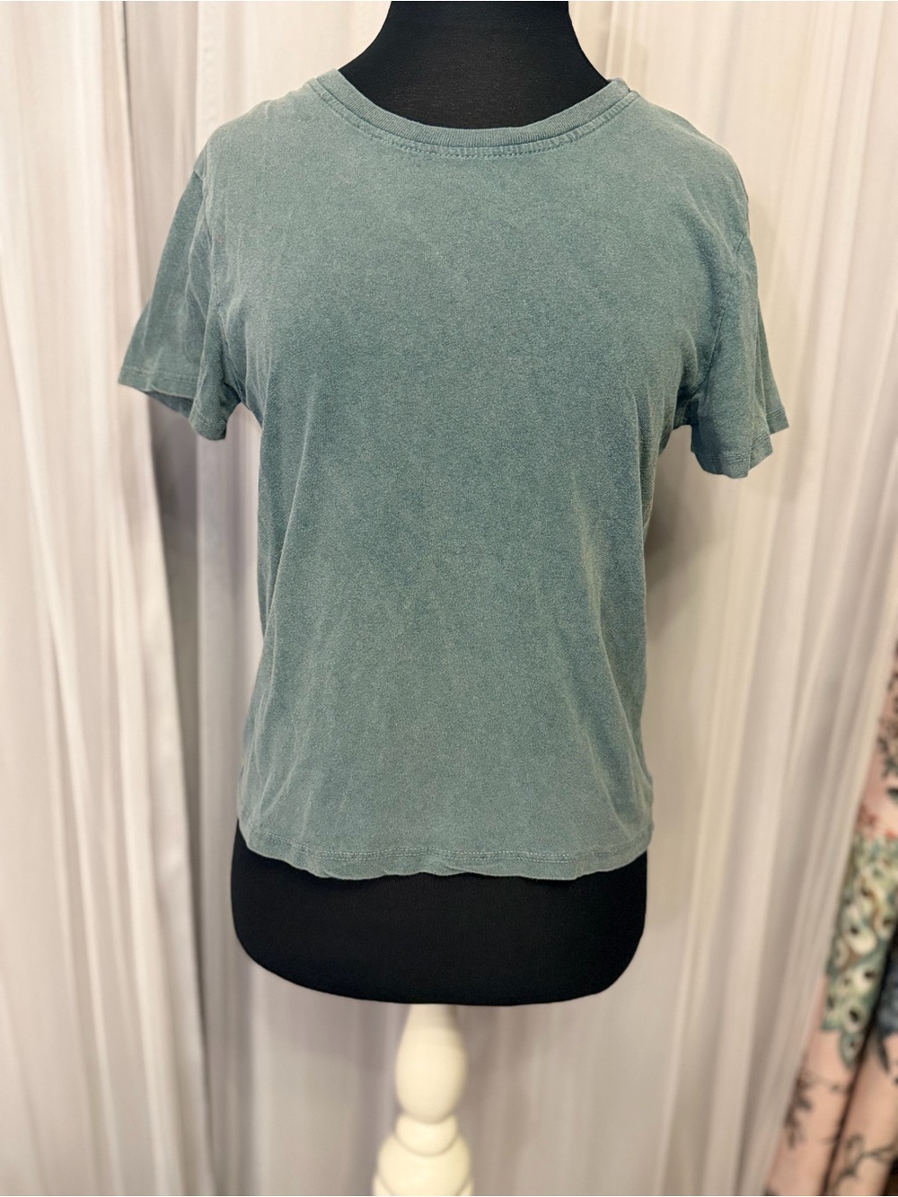 Brandy Melville Green Washed Cotton Tee One Size Made in Italy